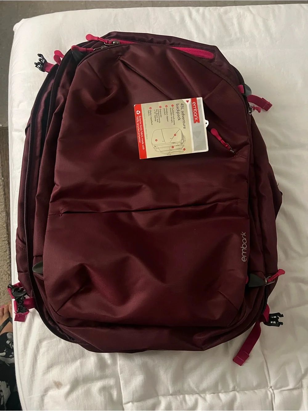 Embark Burgundy Backpack with Pink Accents